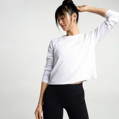 キャリー レディース トップス Tシャツ CALIA Womens Everyday Riboxy Long Sleeve Tee Pure White ホワイトのサムネイル