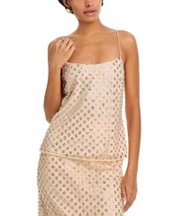ミリー レディース トップス タンクトップ スパンコール 刺繍 MILLY Rylan Sequin Embroidered Netting Tank Top Nudeのサムネイル