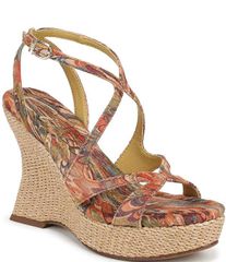 サムエデルマン レディース シューズ サンダル プラットフォーム プリント アンクル Circus NY by Sam Edelman Trina Peacock Printapestry Fabri