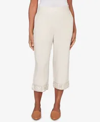 【送料無料】 アルフレッド ダナー レディース カジュアルパンツ ボトムス Plus Size Natural Wonder Crochet Trim Linen Capri Pants Linenのサムネイル