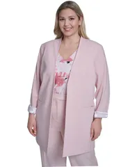 【送料無料】 カルバンクライン レディース ジャケット・ブルゾン アウター Plus Size OpenFront Notch Collar Jacket Petalのサムネイル