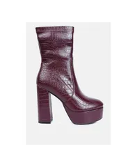 【送料無料】 ロンドンラグ レディース ブーツ・レインブーツ シューズ Womens Feral High Heeled Croc Pattern Ankle Boot Medium redのサムネイル