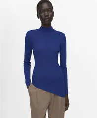 【送料無料】 マンゴ レディース ニット・セーター アウター Womens Asymmetrical Turtleneck Sweater Vibrant Blueのサムネイル