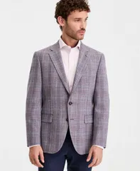 【送料無料】 テッドベーカー メンズ ジャケット・ブルゾン ブレザー アウター Mens Purple Plaid ModernFit Blazer PINKのサムネイル