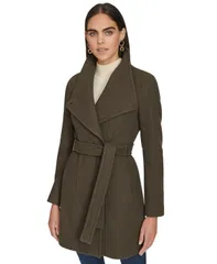 【送料無料】 カルバンクライン レディース ジャケット・ブルゾン アウター Womens Asymmetrical Belted Wrap Coat Twigのサムネイル