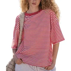 フリーピープル レディース トップス Tシャツ FP Movement Stripe Tackle TShirt Womens Prep Stripe Grapefru ストライプのサムネイル
