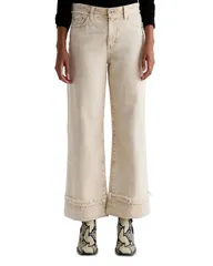 エージー レディース ボトムス デニムパンツ ワイドレッグ ジーンズ AG Saige Mid Rise Wide Leg Crop Jeans in Sulfur Melange Camel Sulのサムネイル