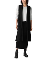 エイリーンフィッシャー レディース アウター ベスト Eileen Fisher Open Front Vest Black ブラックのサムネイル