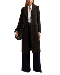 レイス レディース アウター コート REISS Check Coat Chocolate チョコレートのサムネイル