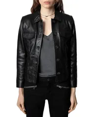 ザディグ エ ヴォルテール レディース アウター ジャケット・ブルゾン レザー Zadig Voltaire Liam Leather ButtonUp Jacket Black ブラックのサムネイル