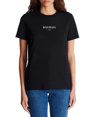バルマン レディース トップス シャツ プリント Tシャツ TShirt with Balmain Print Black ブラックのサムネイル