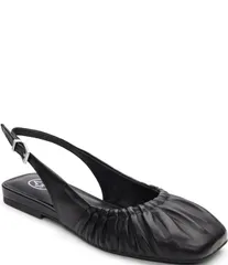 アッシュ レディース シューズ パンプス ギャザー レザー ASH Bibi Ruched Leather Slingback Ballet Flats Black ブラックのサムネイル