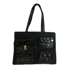 モスキーノ MOSCHINO ハートキルティング ポケット トートバッグ ワンショルダー ナイロン エナメル ロゴ ゴールド金具 黒 ブラック /XZ ■GY11のサムネイル