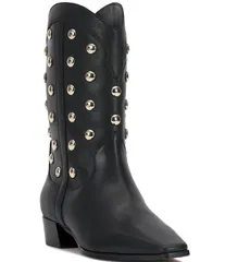 ヴィンスカムート レディース シューズ ブーツ・レインブーツ レザー Vince Camuto Prilie Leather Dome Studded Booties Black ブラックのサムネイル