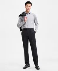 ヒューゴボス メンズ ボトムス カジュアルパンツ Hugo Boss Mens ModernFit Solid Suit Pants Charcoal チャコールのサムネイル
