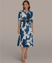 ダナ キャラン ニューヨーク レディース トップス シャツ A ライン フラワー柄 フラワー Donna Karanew York Womens Floral Belted ALine Shirt Dのサムネイル