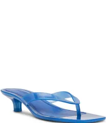 スティーブ マデン レディース シューズ ヒール サンダル Steve Madden Tracie Jelly Clear Kitten Heel Thong Sandals Blue ブルーのサムネイル