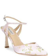 バッジェリーミシュカ レディース シューズ ヒール フラワー柄 アンクル フラワー Badgley Mischka Destinee Floral Pearl Embellished Ankle Stのサムネイル