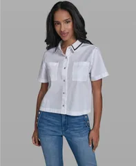 カール ラガーフェルド レディース トップス シャツ 半袖 KARLAGERFELD PARIS WomenshortSleeve Top White ホワイトのサムネイル