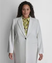 ダナ キャラン ニューヨーク レディース アウター ジャケット・ブルゾン プラスサイズ DKNY Plusize Notch Collar Buttoned Jacket Ivory アイボリーのサムネイル