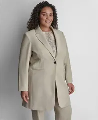 ダナ キャラン ニューヨーク レディース アウター ジャケット・ブルゾン プラスサイズ DKNY Plusize Notch Collar Buttoned Jacket Pebbleのサムネイル