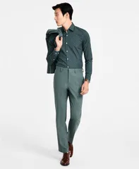 ヒューゴボス メンズ ボトムス カジュアルパンツ ウール Hugo Boss Mens ModernFit Wool Blend Suit Pants Open Green グリーンのサムネイル