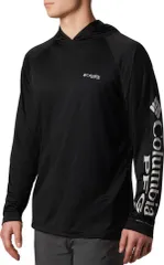 コロンビア メンズ アウター パーカー・スウェット Columbia Mens PFG Terminal Tackle Hoodie BlackCool Grey Logo ブラックのサムネイル