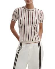 ラグアンドボーン レディース アウター ニット・セーター クルーネック rag bone Victoria Short Sleeve Crewneck Sweater Pink Multi ピンクのサムネイル