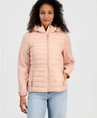 カルバンクライン レディース アウター コート Calvin Klein Womens MixedMedia Packable CoatUSCAN WINDのサムネイル