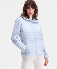 カルバンクライン レディース アウター コート Calvin Klein Womens MixedMedia Packable Coat PLEIN AIRのサムネイル