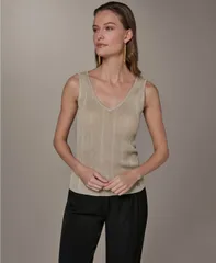 ダナ キャラン ニューヨーク レディース トップス タンクトップ リブ Donna Karanew York Womens Ribbed Tank Top Light Gold ゴールドのサムネイル