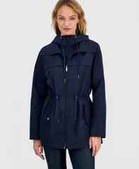 カルバンクライン レディース アウター ジャケット・ブルゾン コート Calvin Klein Womens Bibbed Hooded Anorak Coat DARK SAPPHIRE サファイアのサムネイル
