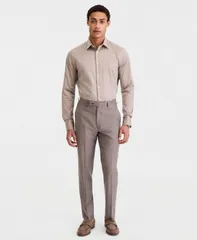 カルバンクライン メンズ ボトムス カジュアルパンツ ウール Calvin Klein MenslimFit WoolBlend Suit Separates Pants Light Brown ブラのサムネイル