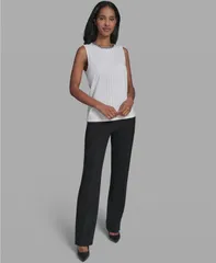カール ラガーフェルド レディース トップス シャツ クルーネック ノースリーブラウス KARLAGERFELD PARIS Womens Crew Neck Sleeveless Blouse Soのサムネイル