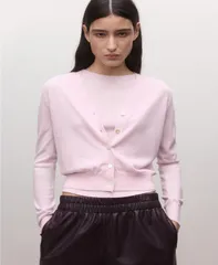 マンゴ レディース アウター ニット・セーター ウール カーディガン MANGO Womenselection Wool Cardigan Sweater Pink ピンクのサムネイル