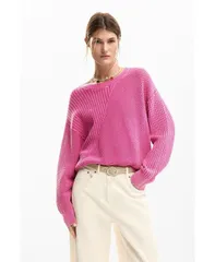 デジグアル レディース アウター ニット・セーター Desigual Womens Basic knit sweater Pink ピンクのサムネイル