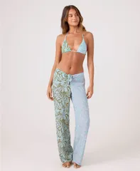 ロキシー レディース ボトムス カジュアルパンツ Roxy Womens TieFront Long Swim CoverUpants Aqua Multi アクアのサムネイル