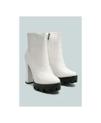 ロンドンラグ レディース シューズ ブーツ・レインブーツ ヒール London Rag Womens Moleski Textured Block Heeled Boots White ホワイトのサムネイル