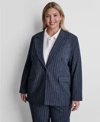 ダナ キャラン ニューヨーク レディース アウター ジャケット・ブルゾン プラスサイズ ブレザー 長袖 DKNY Plusize LongSleeve Pinstripe Oversize One Bのサムネイル
