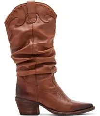 スティーブ マデン レディース シューズ ブーツ・レインブーツ レザー Steve Madden Stage Leather Scrunch Western Boots Cognacのサムネイル