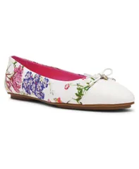 アンクライン レディース シューズ パンプス フラワー柄 キャップ フラワー Anne Klein Womens Luci Floral Cap Toe Ballet Flats White Florのサムネイル