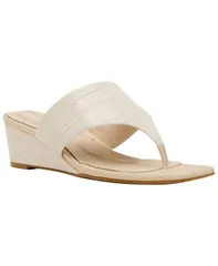 アンクライン レディース シューズ サンダル Anne Klein Anne Kling Womens Willing Thong Wedge Sandals Bone Crocoのサムネイル