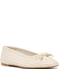 スティーブ マデン レディース シューズ パンプス レザー Steve Madden Divy Woven Leather Bow Detail Ballet Flats Boneのサムネイル