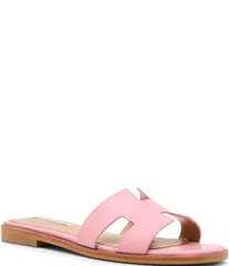 スティーブ マデン レディース シューズ パンプス サンダル レザー Steve Madden Hadyn Leather Flat Slide Sandals Pink ピンクのサムネイル