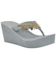 ゲス レディース シューズ サンダル GUESS Womensutton Charms EVA Thong Wedge Sandals Light Blue Denim デニムのサムネイル