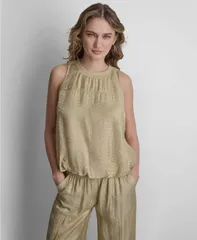ダナ キャラン ニューヨーク レディース トップス タンクトップ ノースリーブ DKNY Womensleeveless Twinkle Bubble Tank Top Mojave Desertのサムネイル