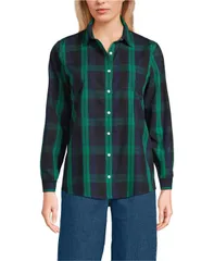 ランズエンド レディース トップス シャツ トール Lands End Tall No Iron Button Front Shirt Rich clovernavy plaid ネイビーのサムネイル
