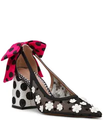ベッツィジョンソン レディース シューズ ヒール ドット柄 ドット Betsey Johnson Felix Flower Polka Dot Oversized Bow Slingback Pumpのサムネイル
