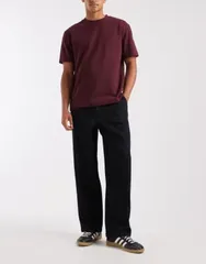 エイソス メンズ ボトムス デニムパンツ ジーンズ ASOS DESIGN loose straight jeans in dark wash blue herringbone Dark wash bのサムネイル