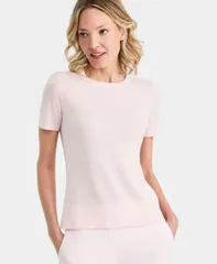 アンクライン レディース トップス シャツ クルーネック プチ 半袖 Anne Klein Petite Crew Neck ShortSleeve Top Soft Blossomのサムネイル